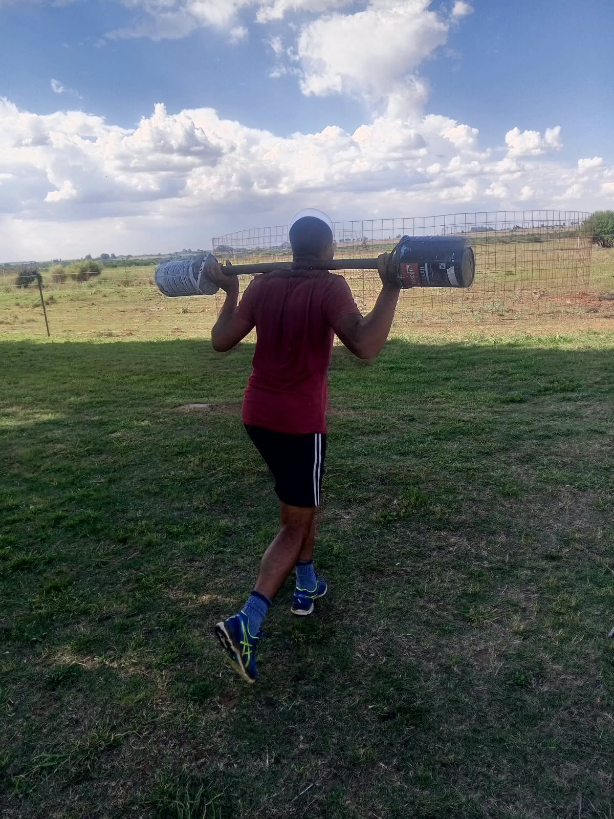 Resident keeping fit outdoors at Sand River Recovery Centre